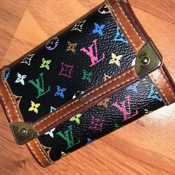 Authentic Louis Vuitton Takashi Murakami Multicolor Coin Case